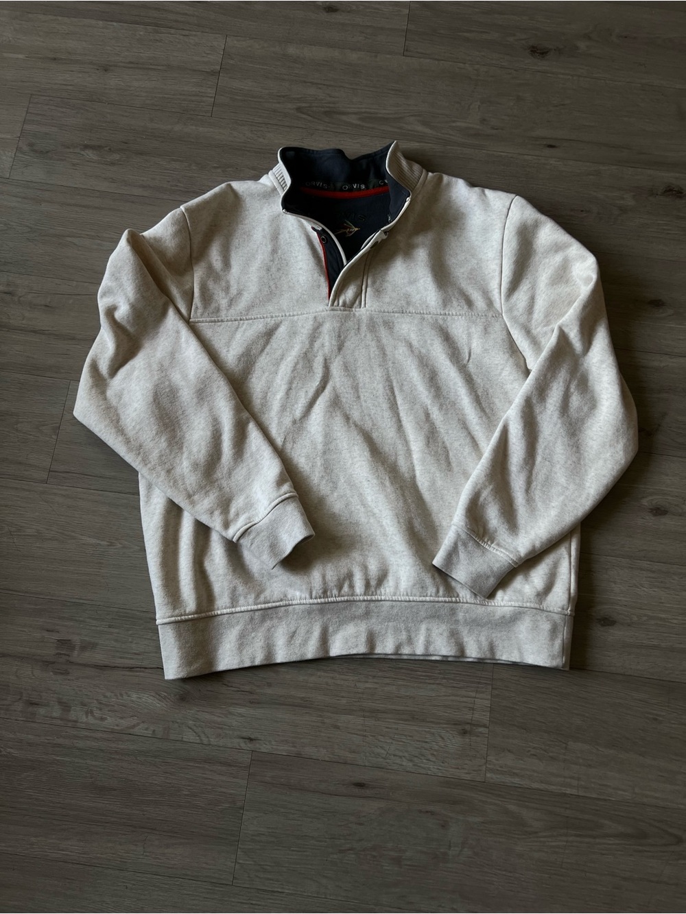 Men’s Orvis Classic Cream Color 1/4 Zip Sweater Sz Large